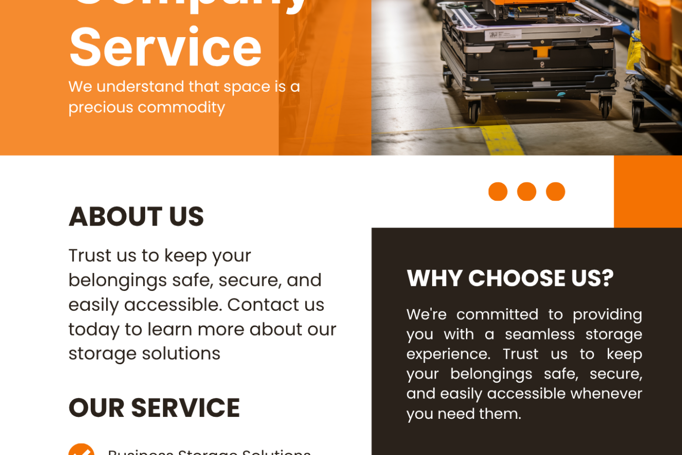 White And Orange Modern Storage Company Service Flyer